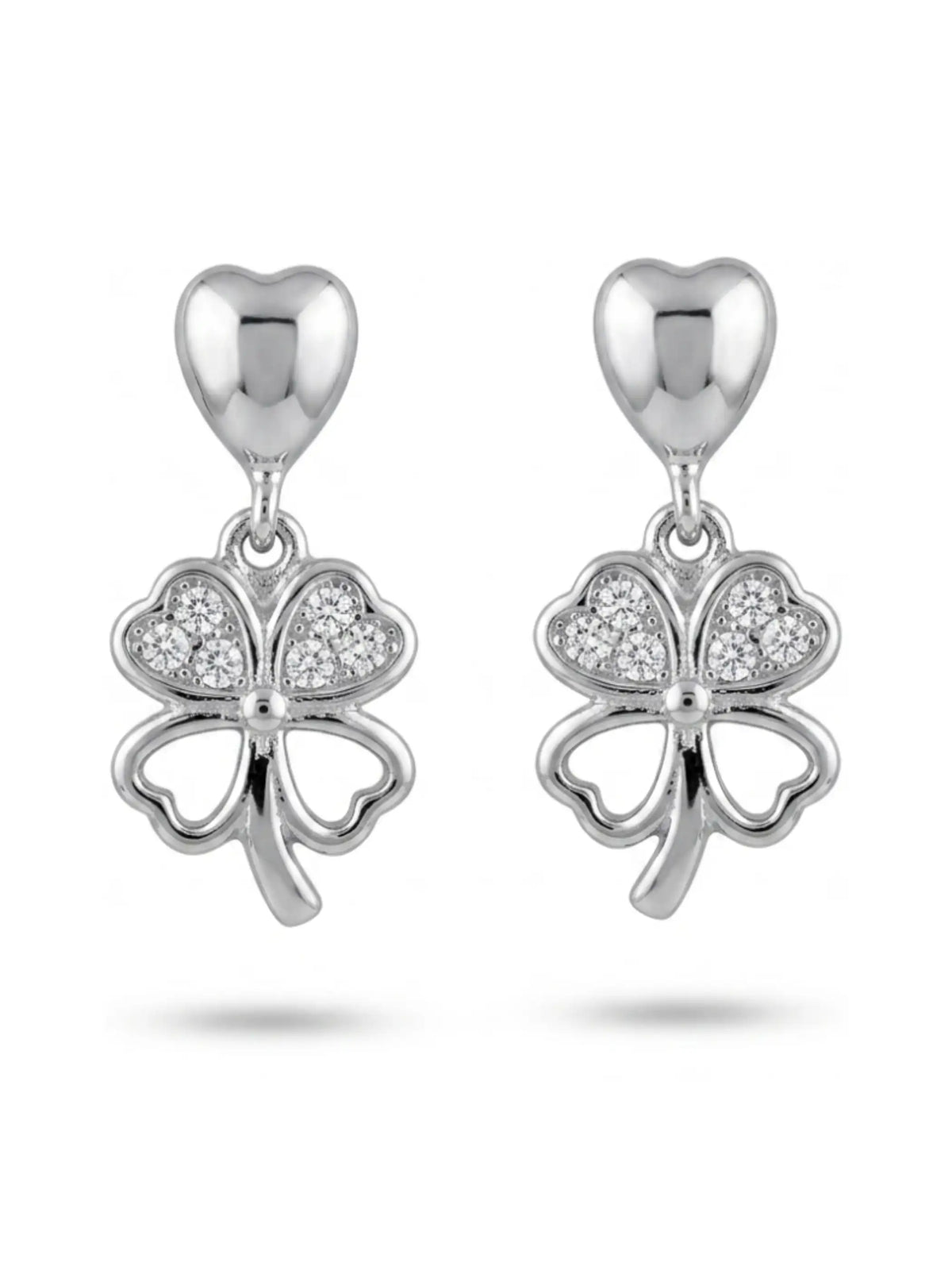Heart Clover Drop Earrings