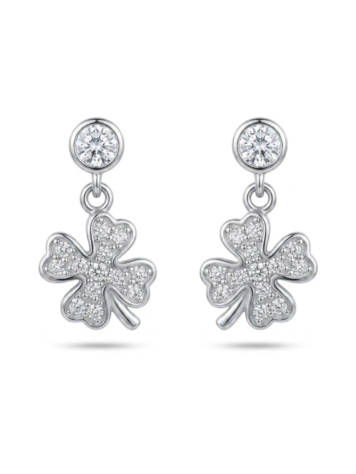 Stone Clover Drop Earrings