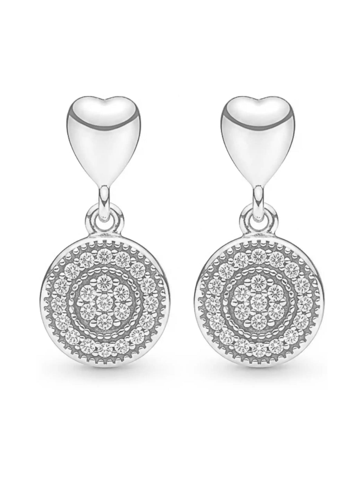 Heart Medallion Drop Earrings