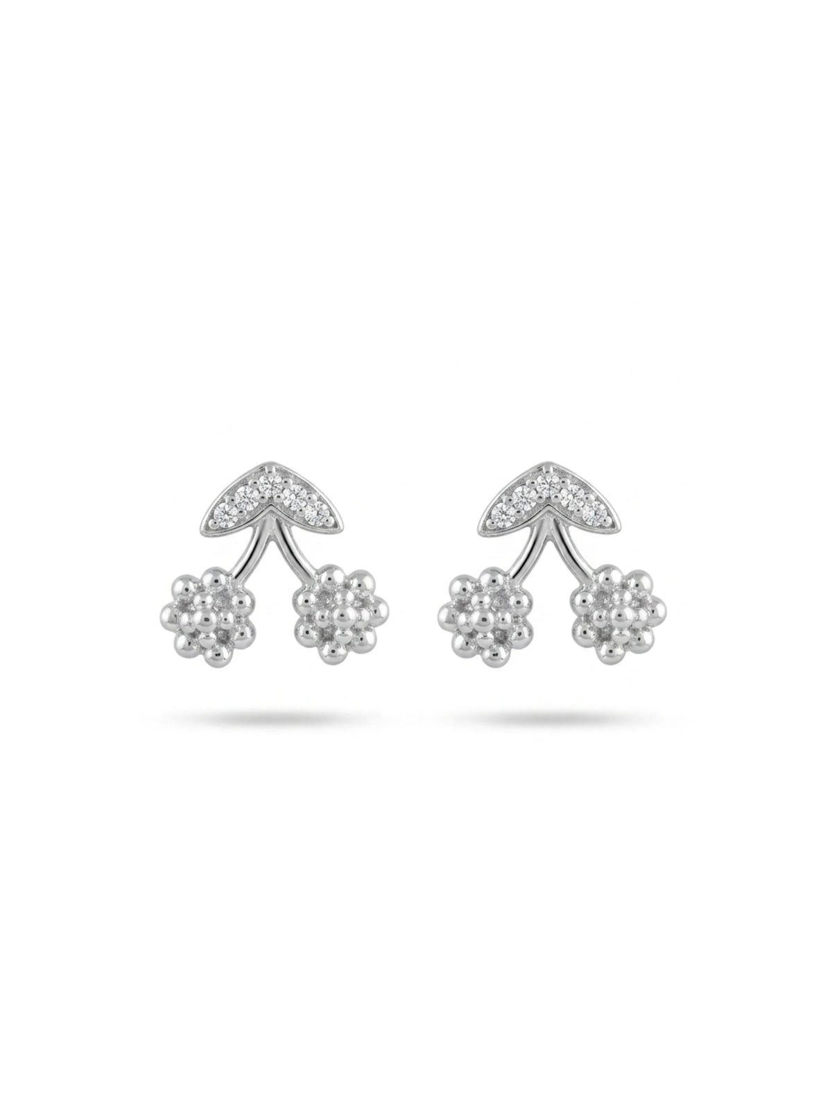 Clear-Stone Cherry Stud Earrings