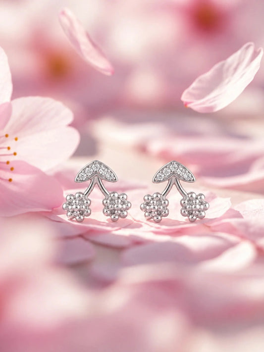 Clear-Stone Cherry Stud Earrings