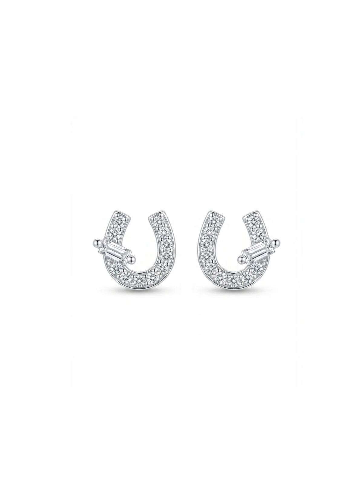 Clear-Stone Horseshoe Stud Earrings