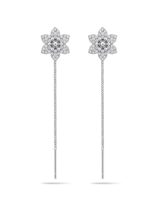 Stone-Set Lotus Sui Dhaga Earrings