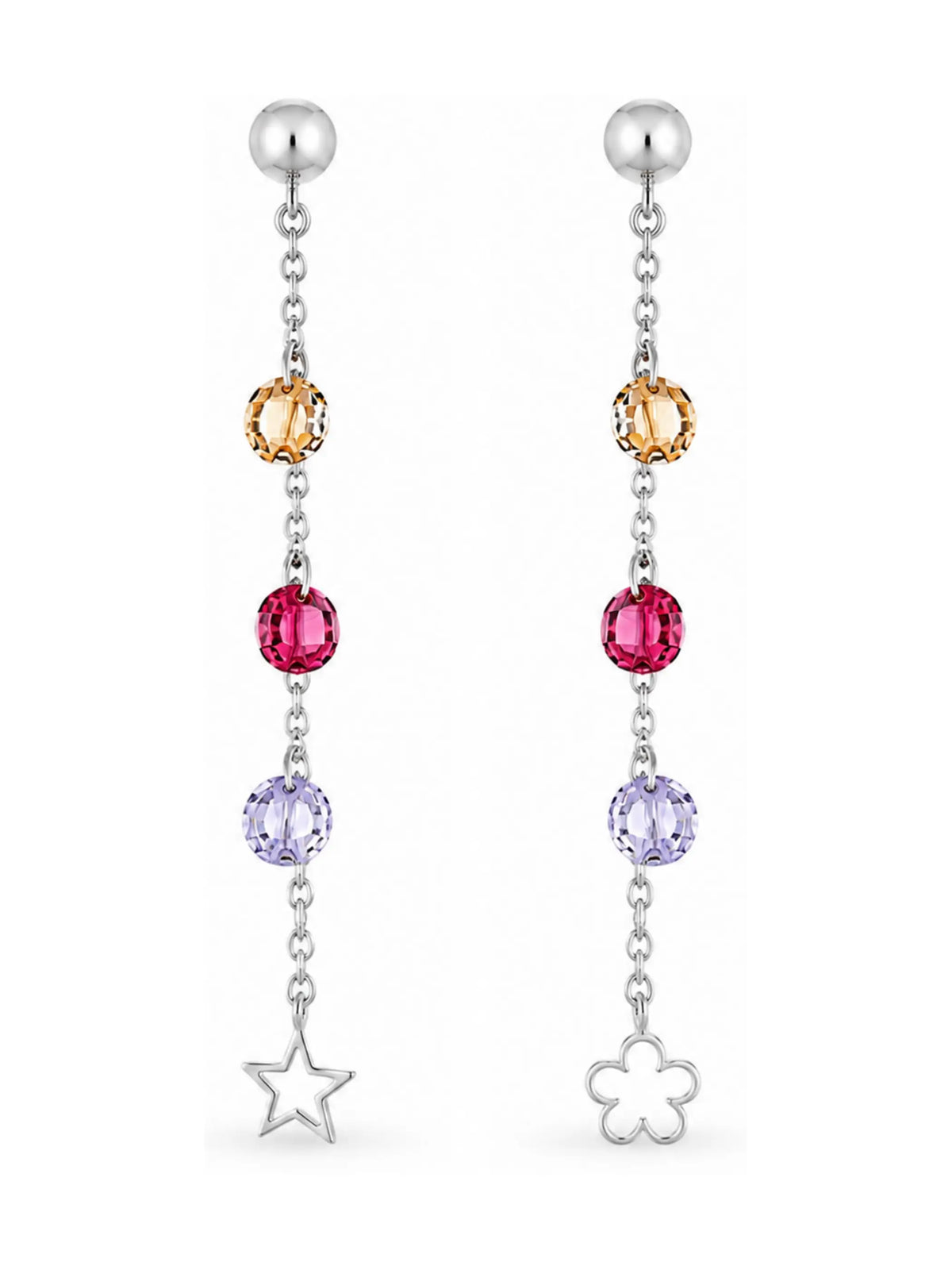 Star And Flower Bead Drop Earrings