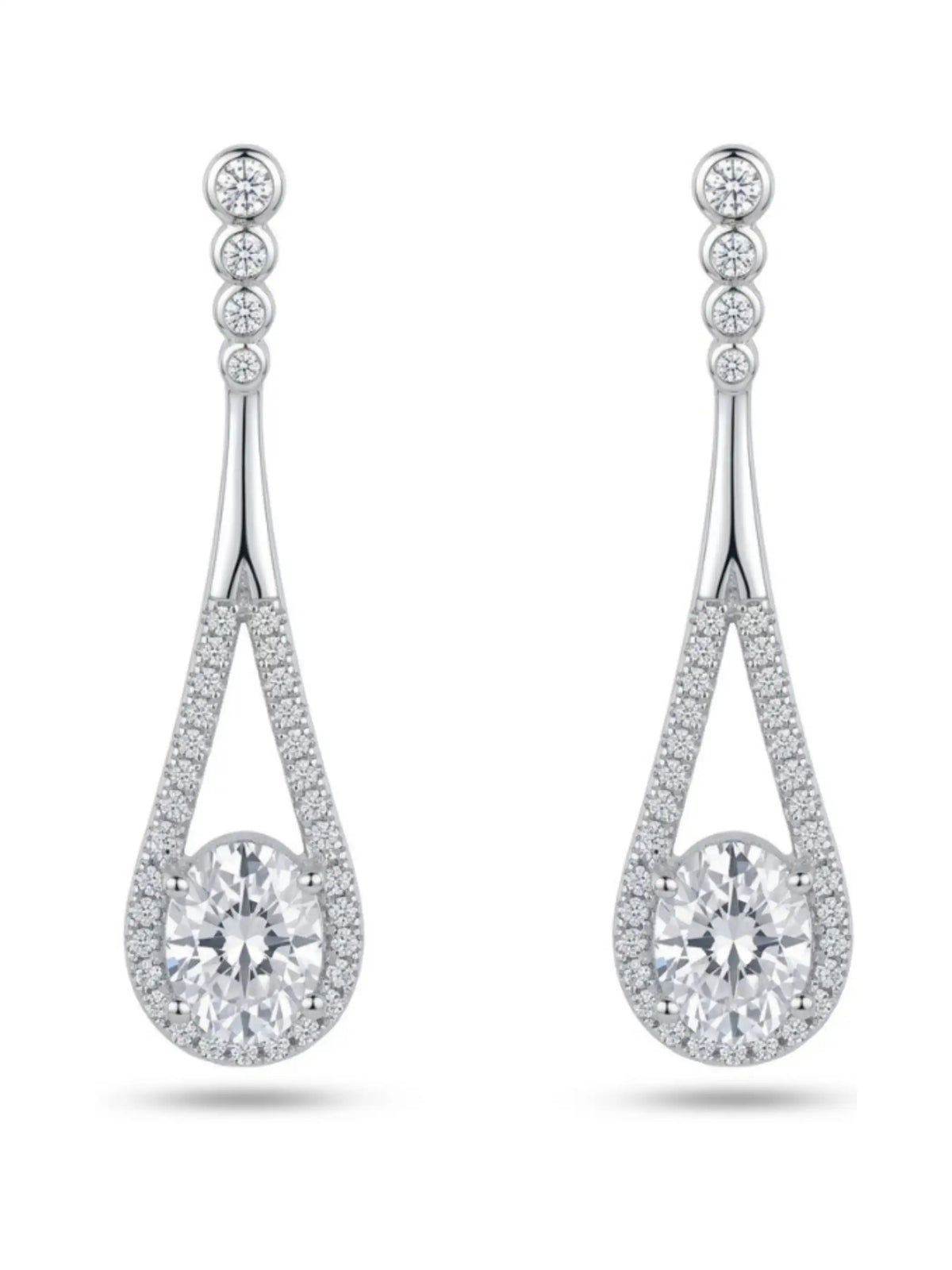 Oval Halo Drop Earrings