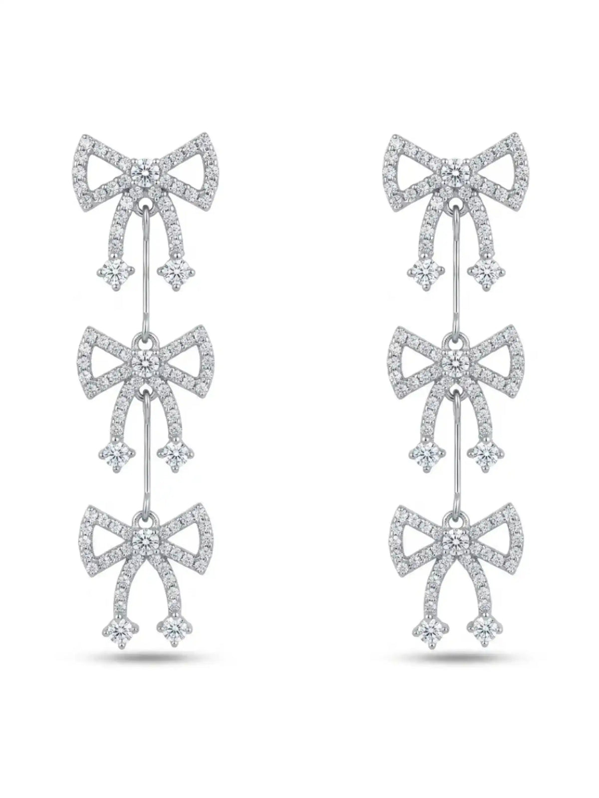 Triple Bow Drop Earrings