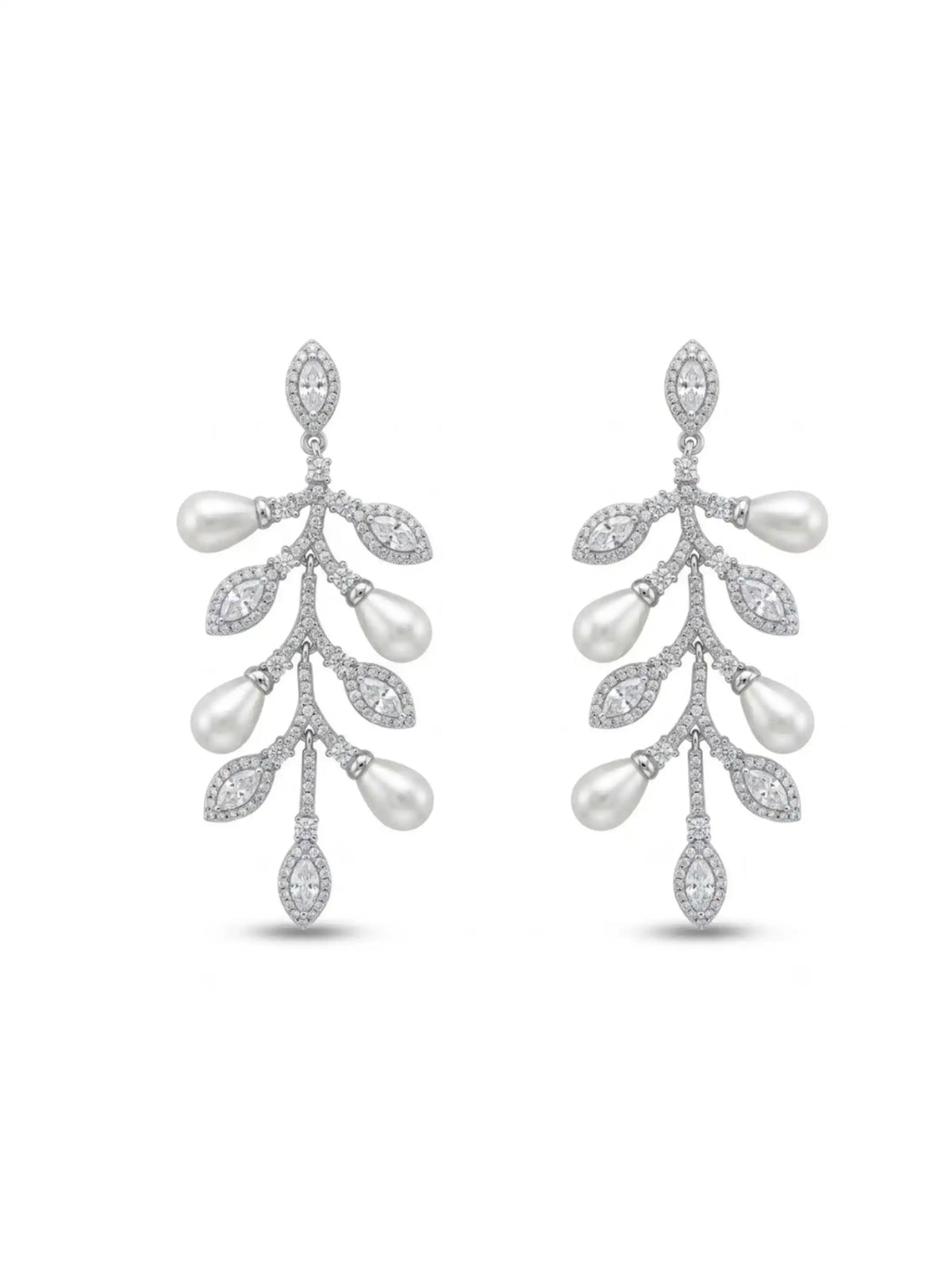 Pearl Leaf Cascade Earrings