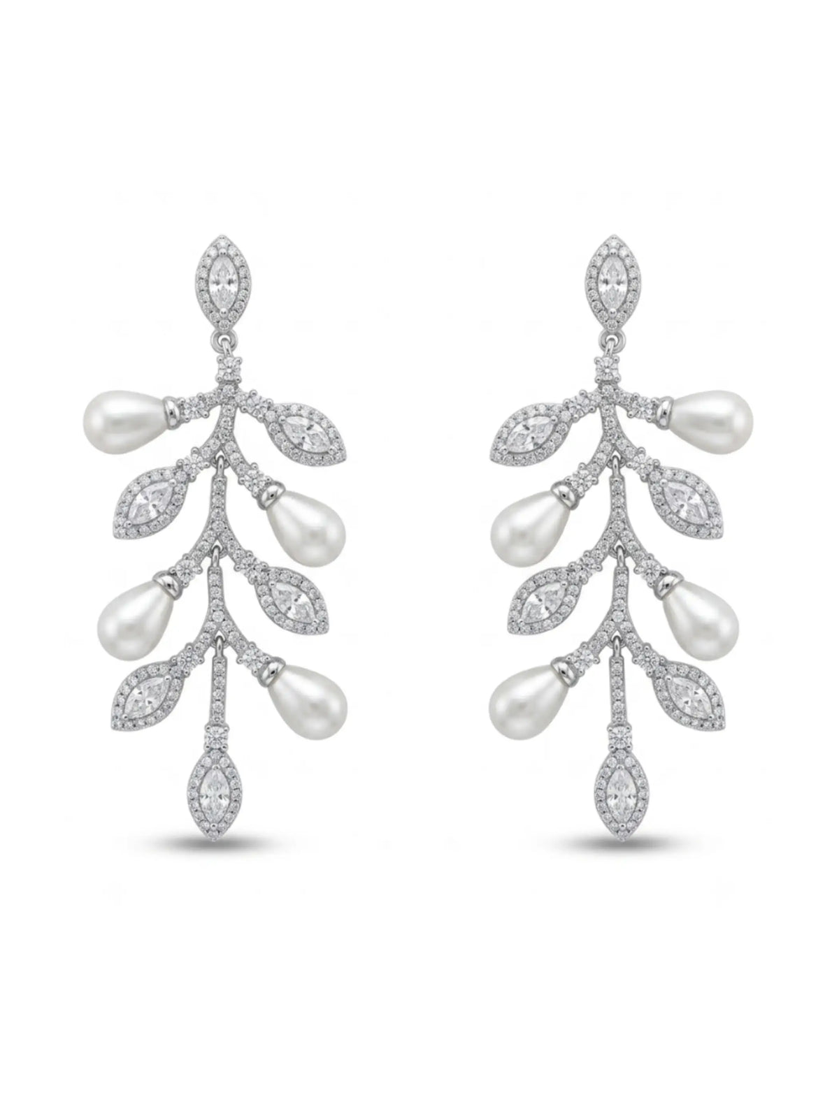 Pearl Leaf Cascade Earrings