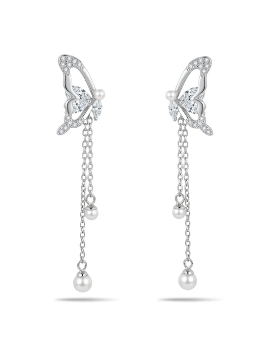 Butterfly Pearl Chain Earrings