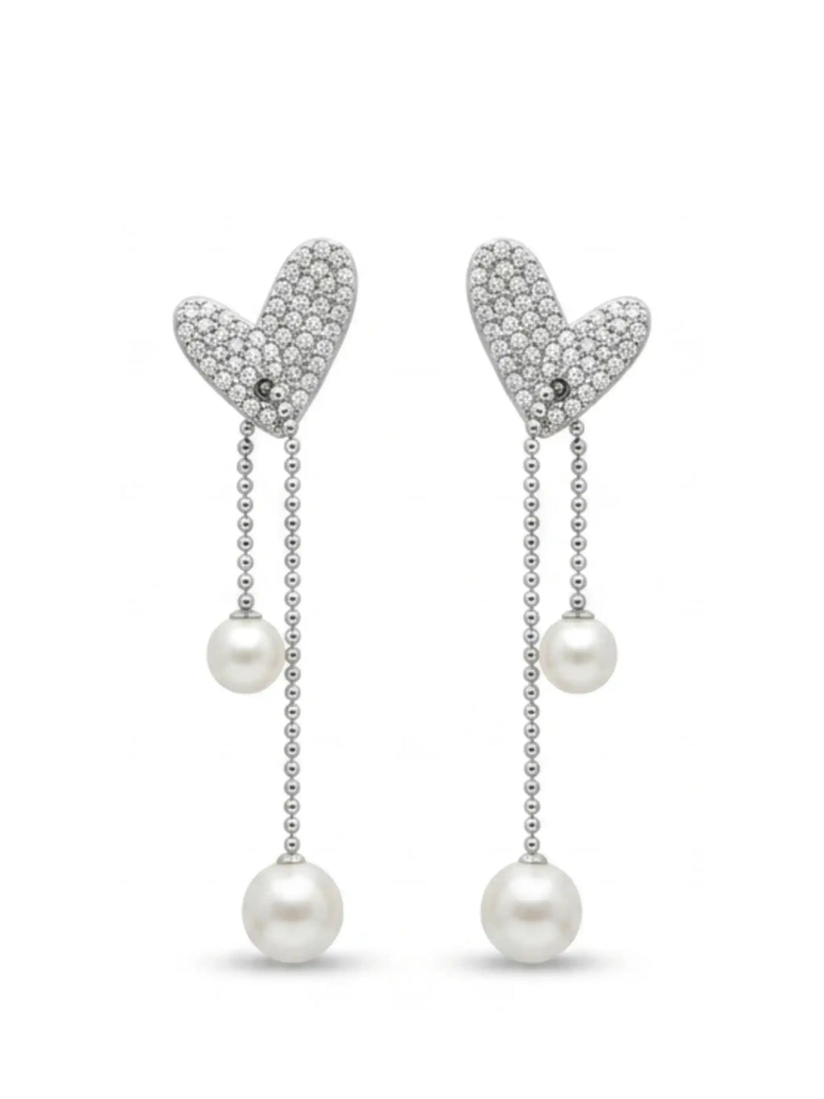 Heart Pearl Chain Earrings