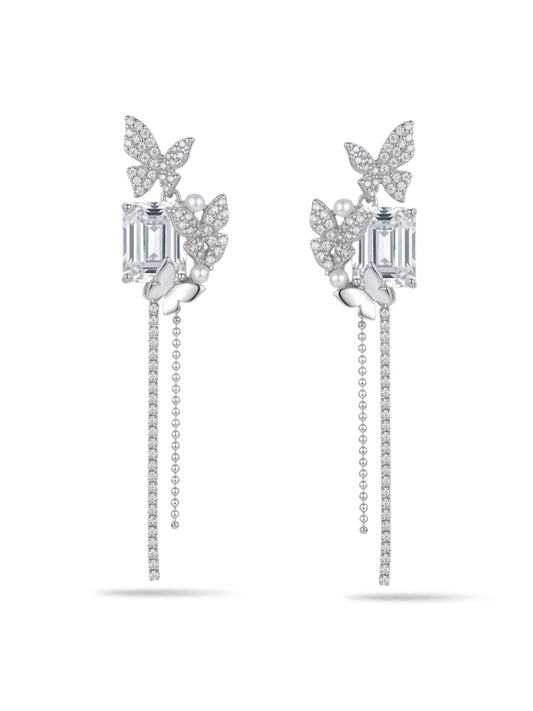 Butterfly Crystal Chain Earrings