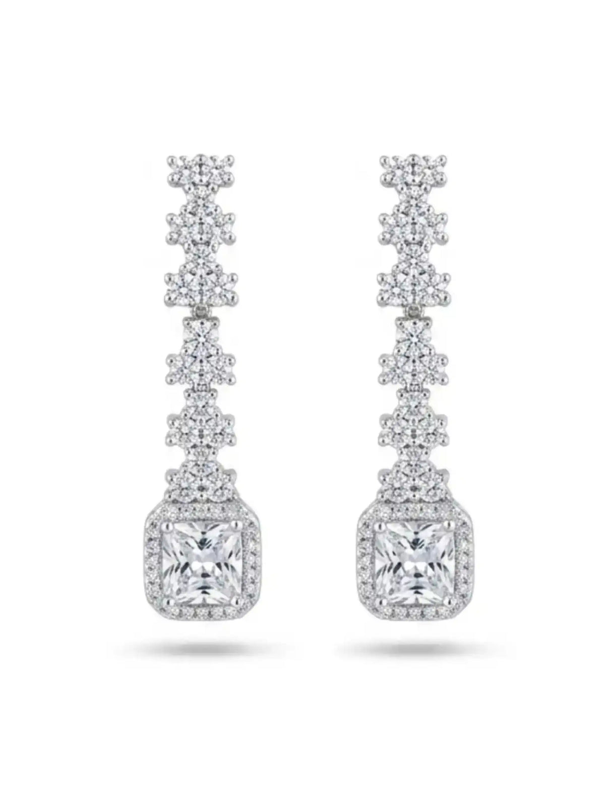 Square Halo Drop Earrings