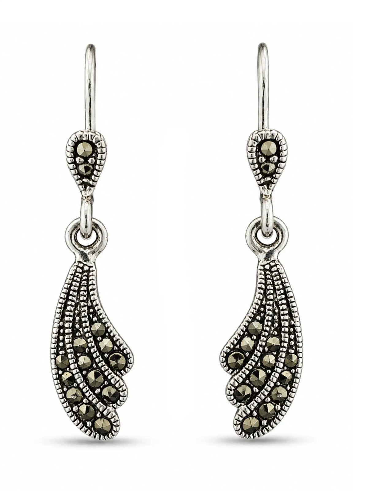 Marcasite Leaf Drop Earrings