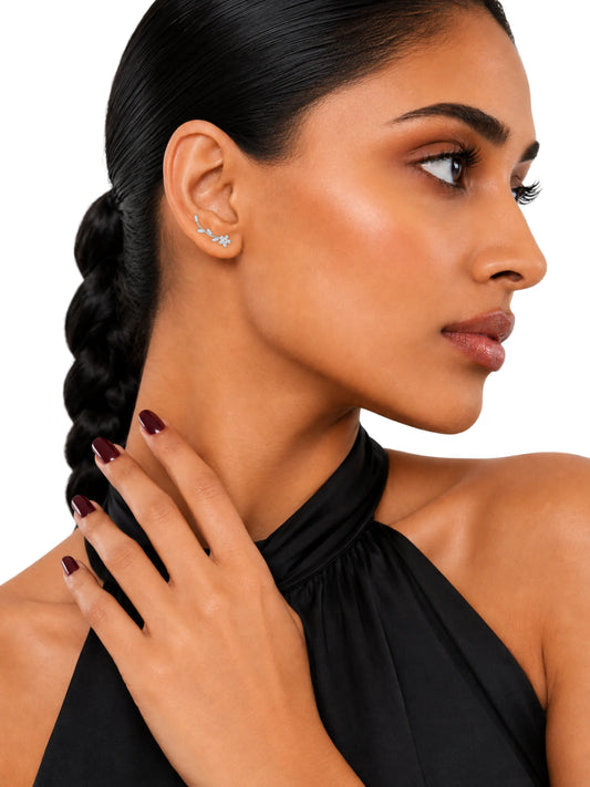 Floral Vine Clear-Stone Ear Climbers