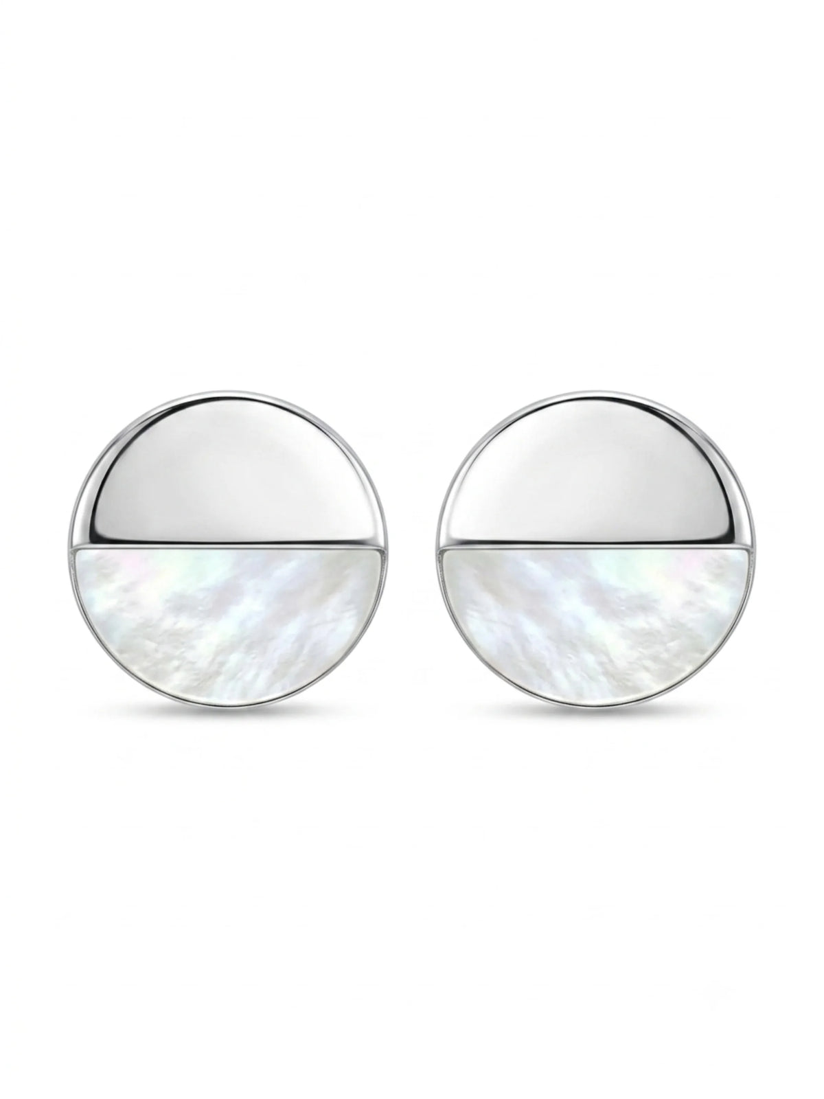 Half-Inlay Round Stud Earrings