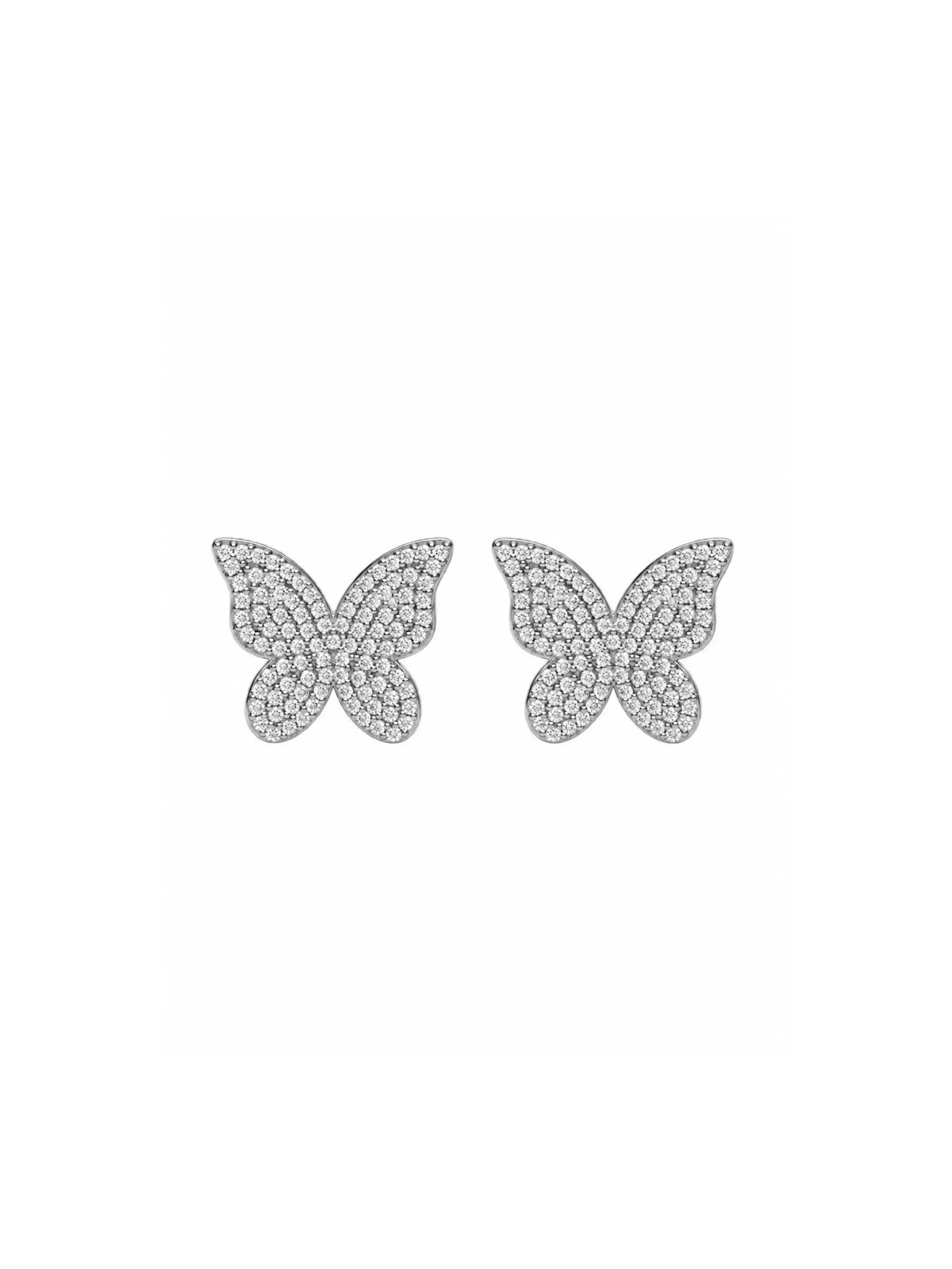 Stone Set Wing Butterfly Stud Earrings