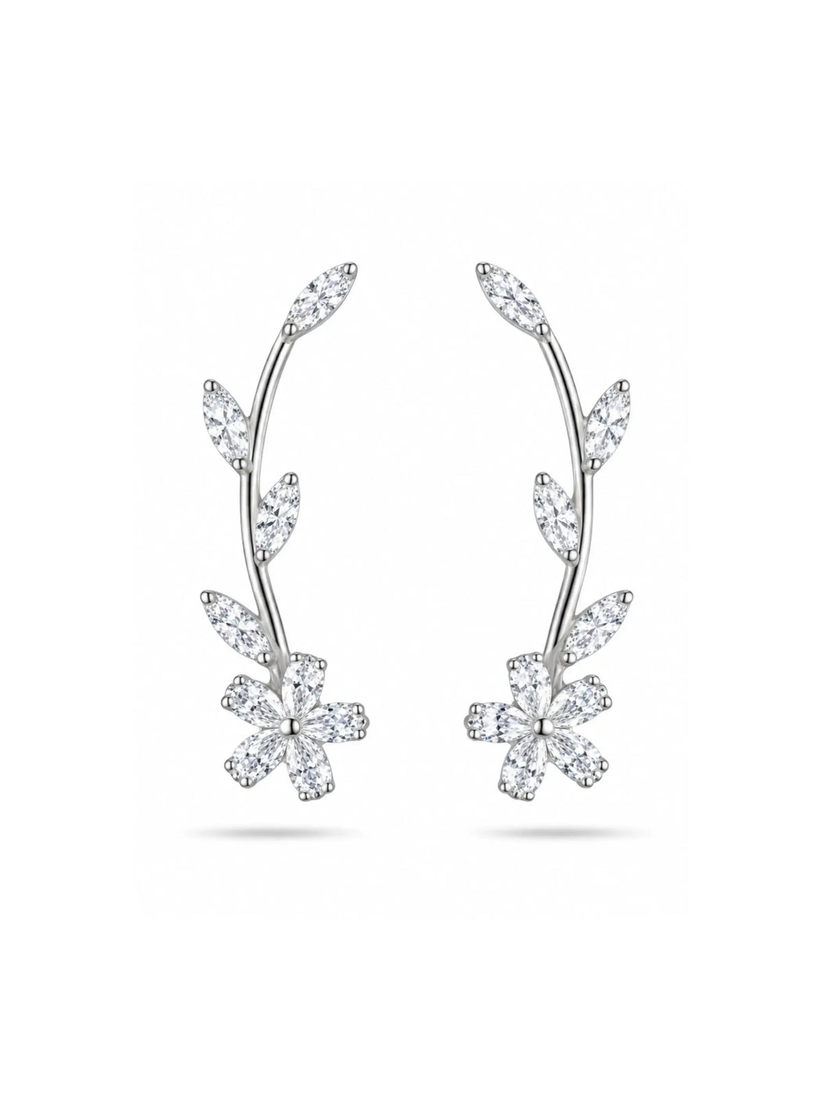 Floral Vine Clear-Stone Ear Climbers