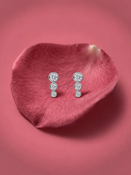 Graduated Triple Stone Stud Earrings