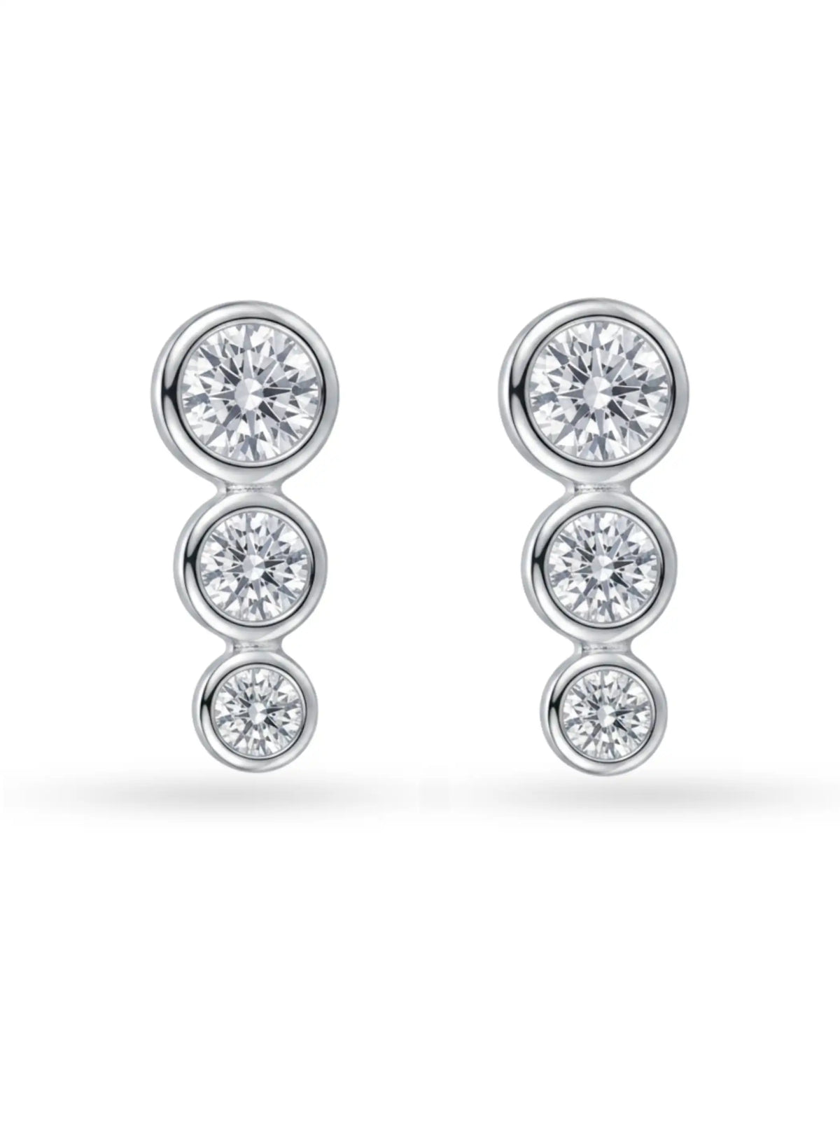 Graduated Triple Stone Stud Earrings