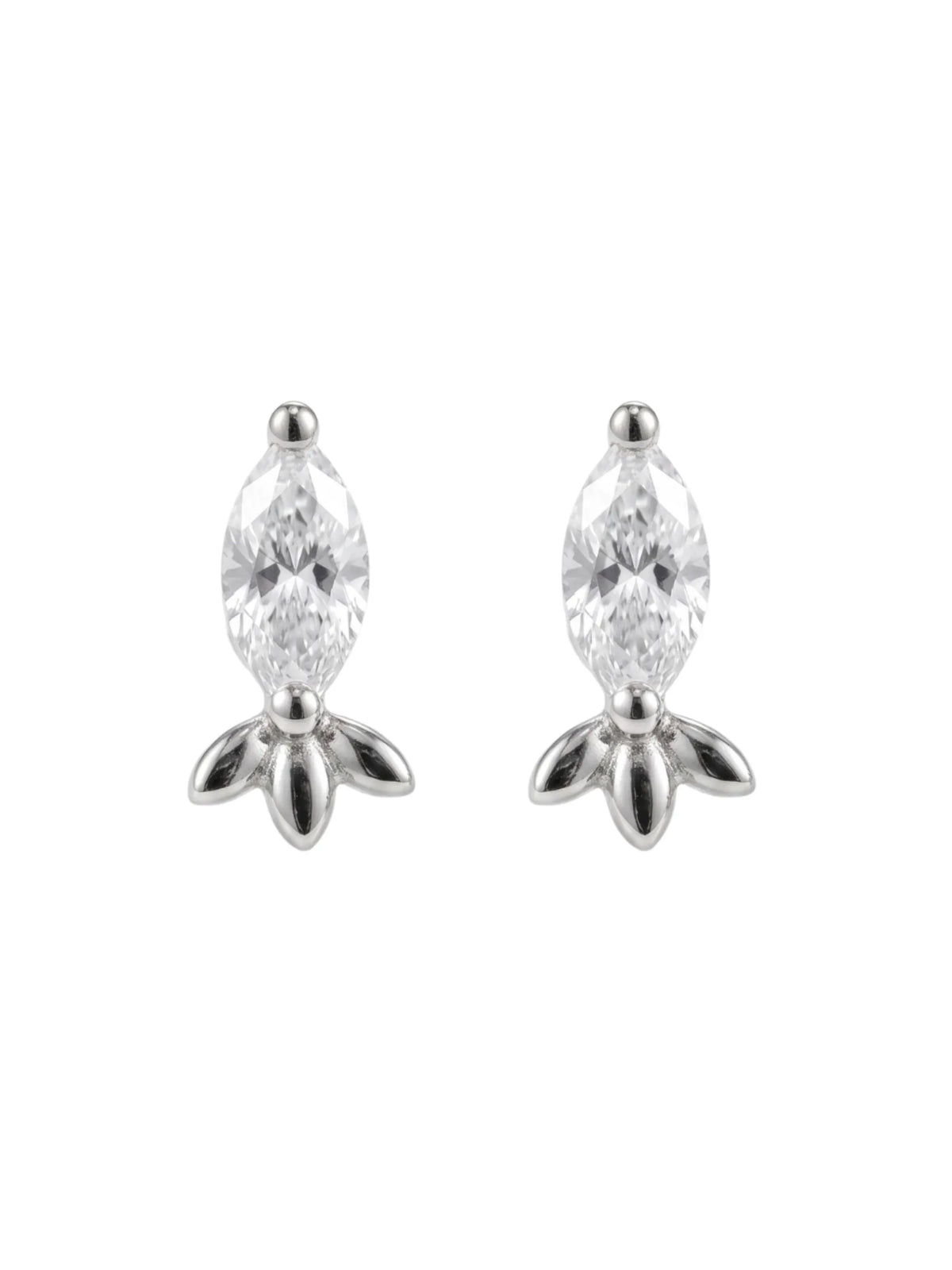 Marquise Leaf Tip Stud Earrings