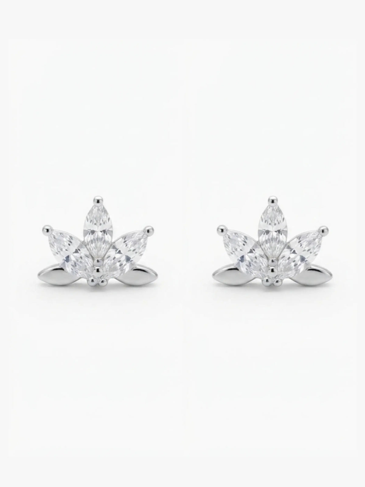 Lotus Leaf Clear-Stone Stud Earrings