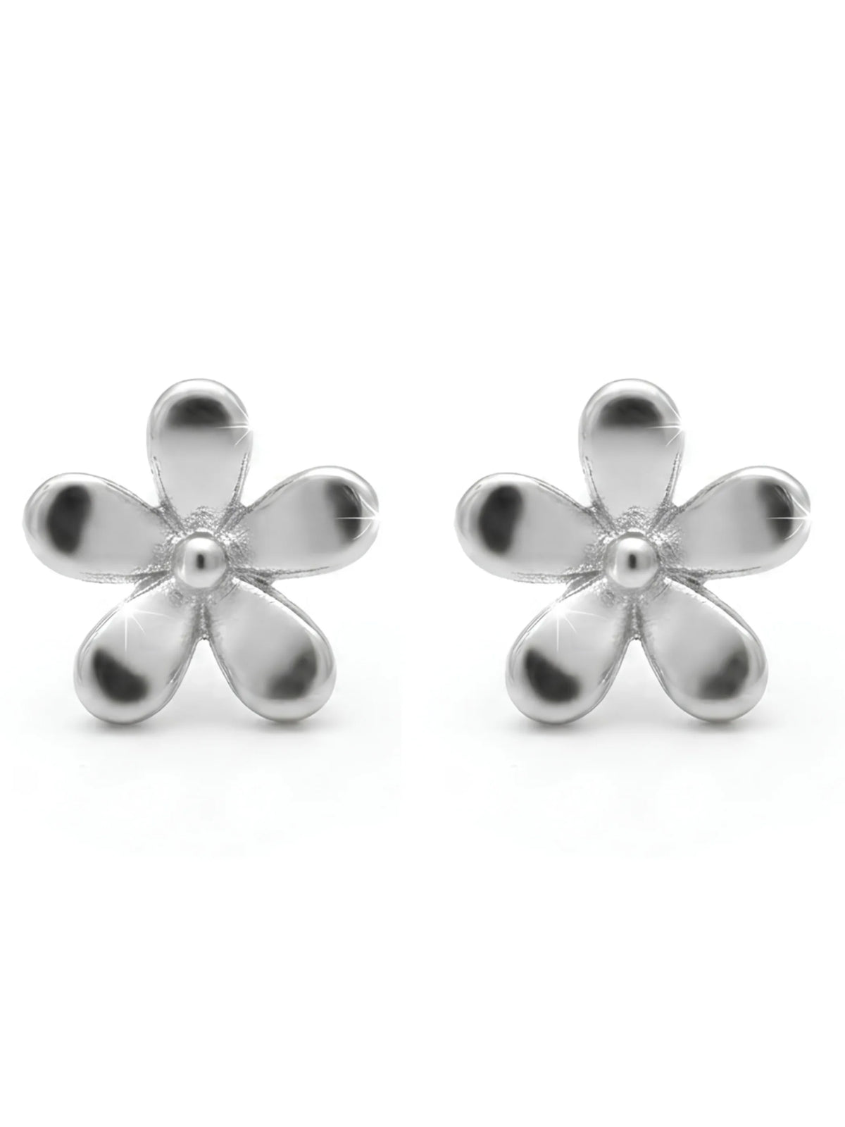 Polished Five Petal Stud Earrings