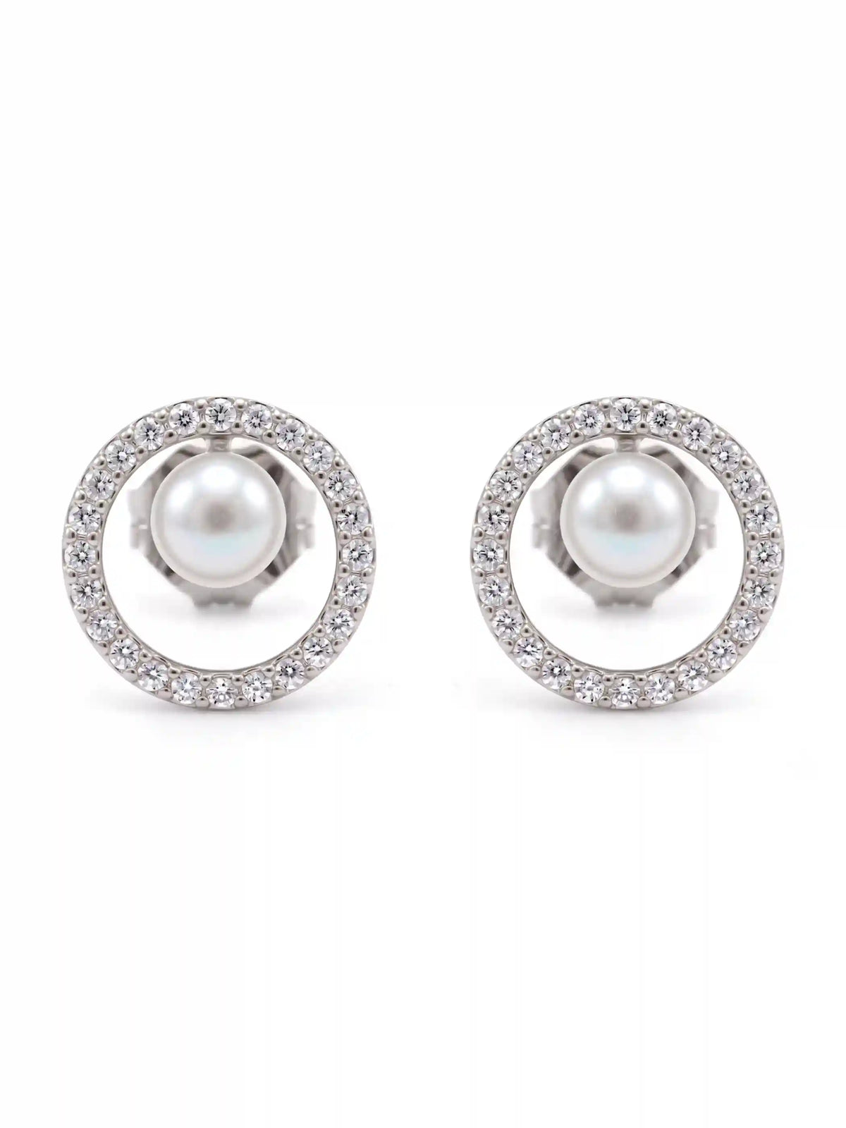 Ivory Orbit Halo Stud Earrings