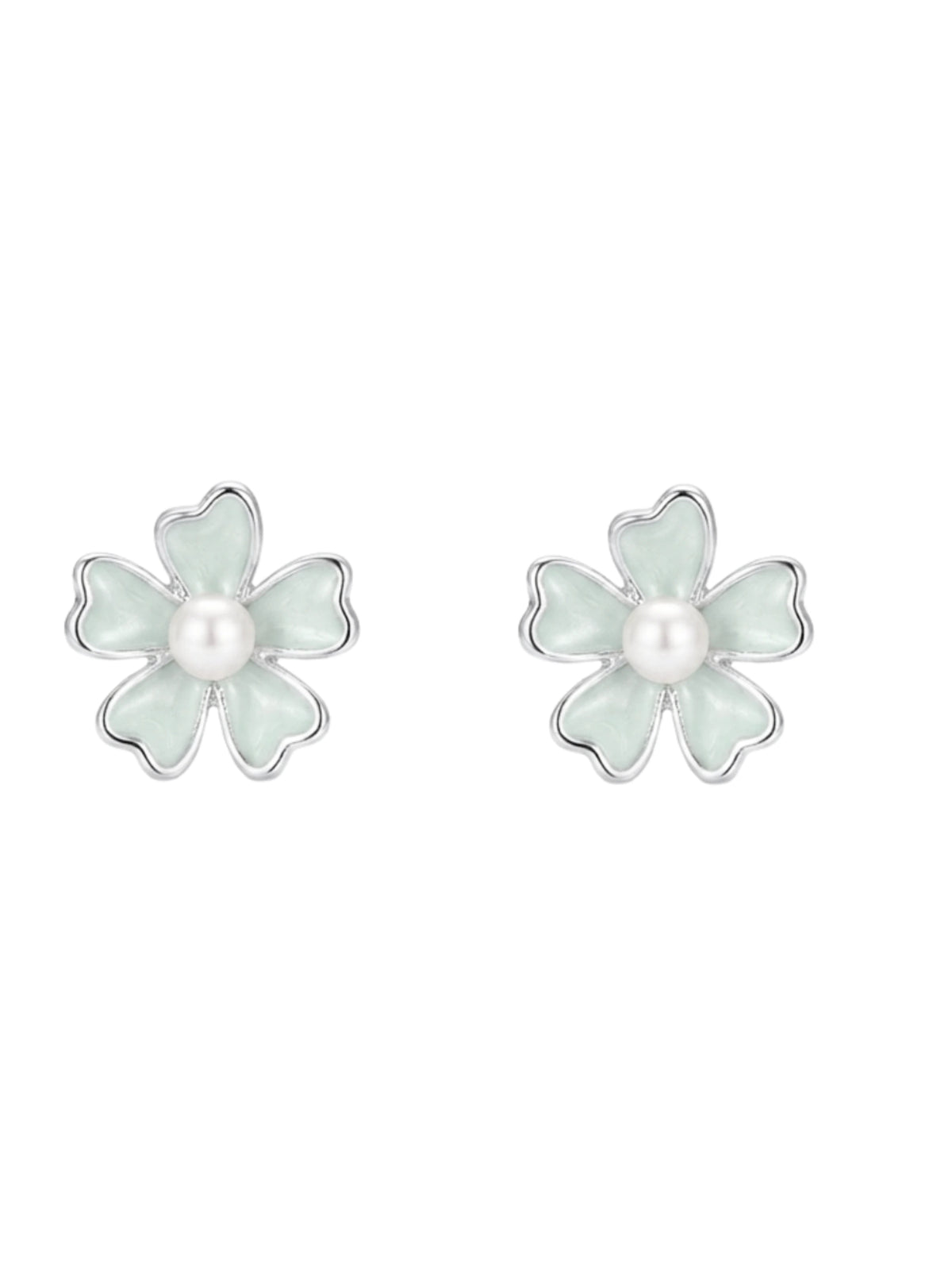 Mint Petal Floral Stud Earrings
