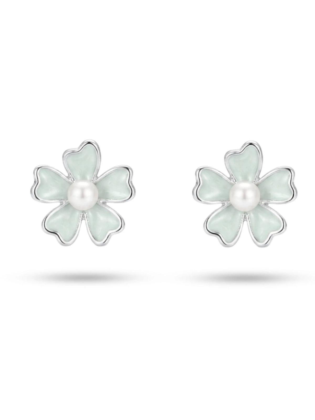 Mint Petal Floral Stud Earrings