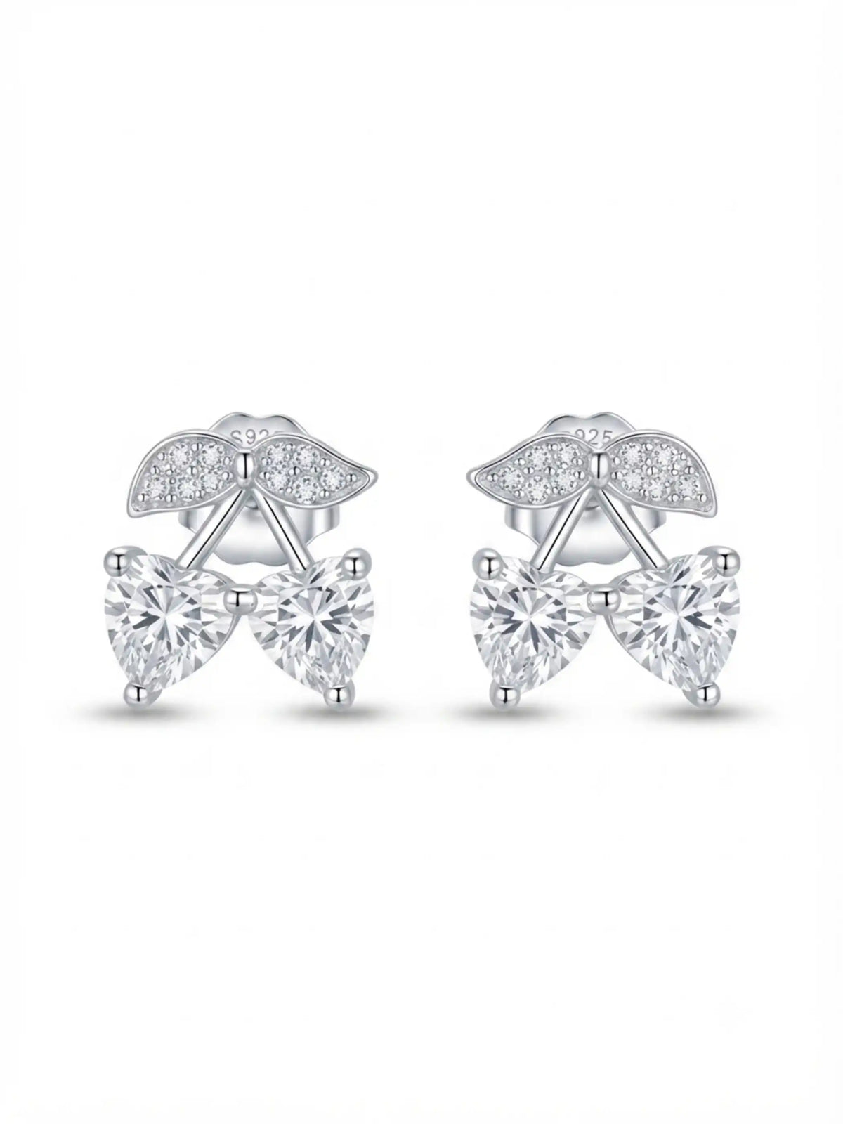Twin Heart Cherry Stud Earrings