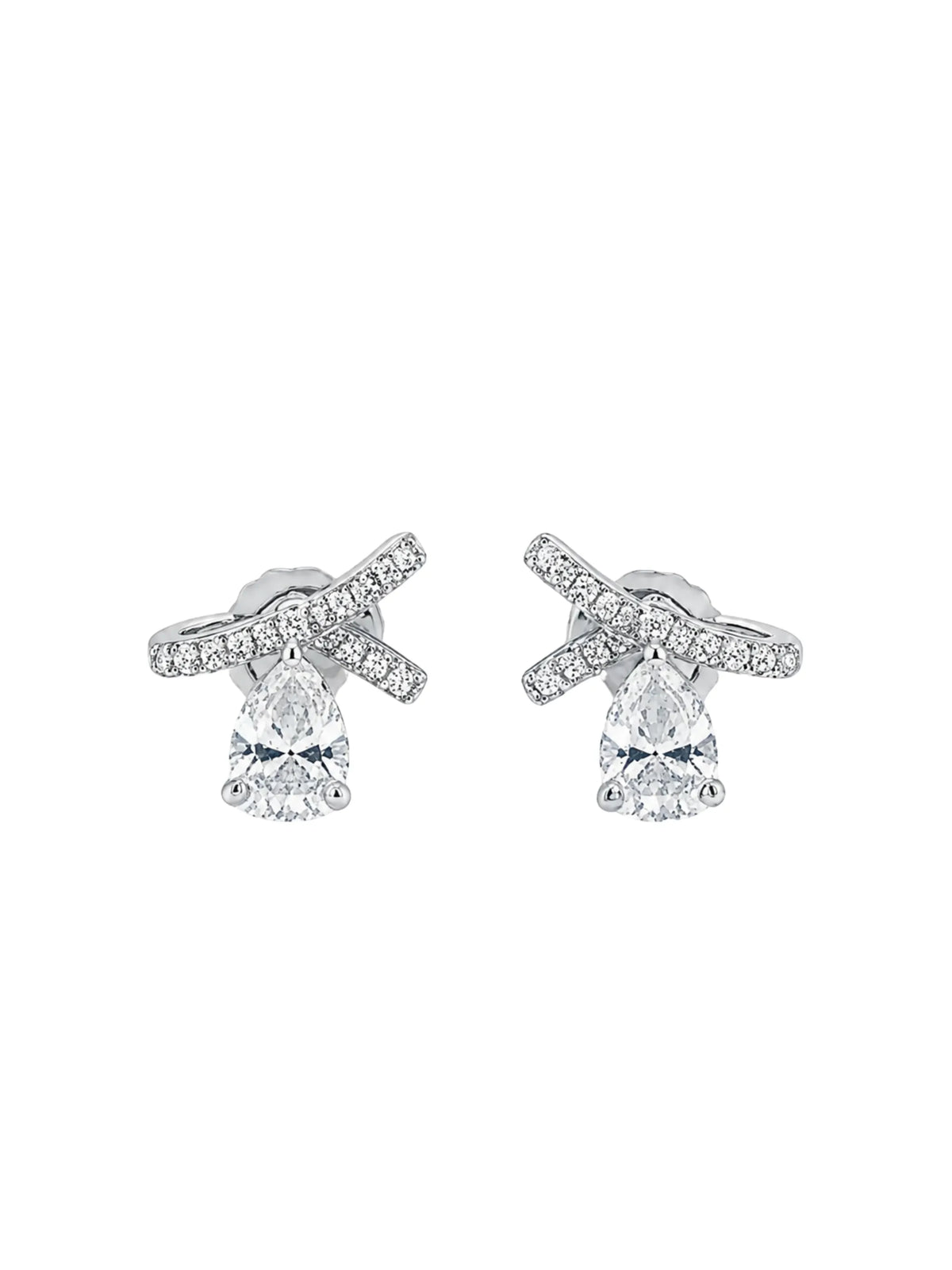 Bow And Twin-Stone Stud Earrings