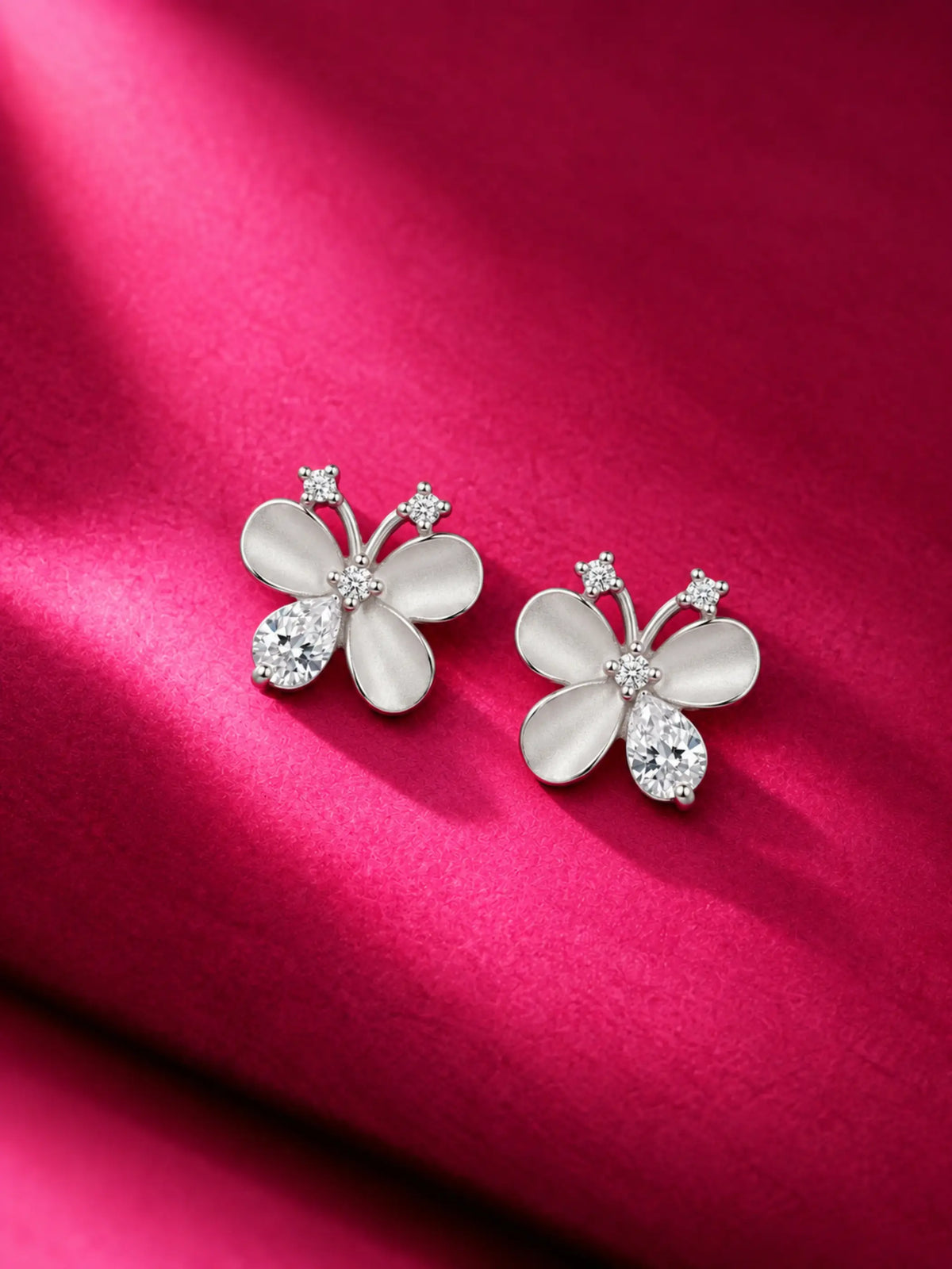 Satin-Wing Butterfly Stud Earrings