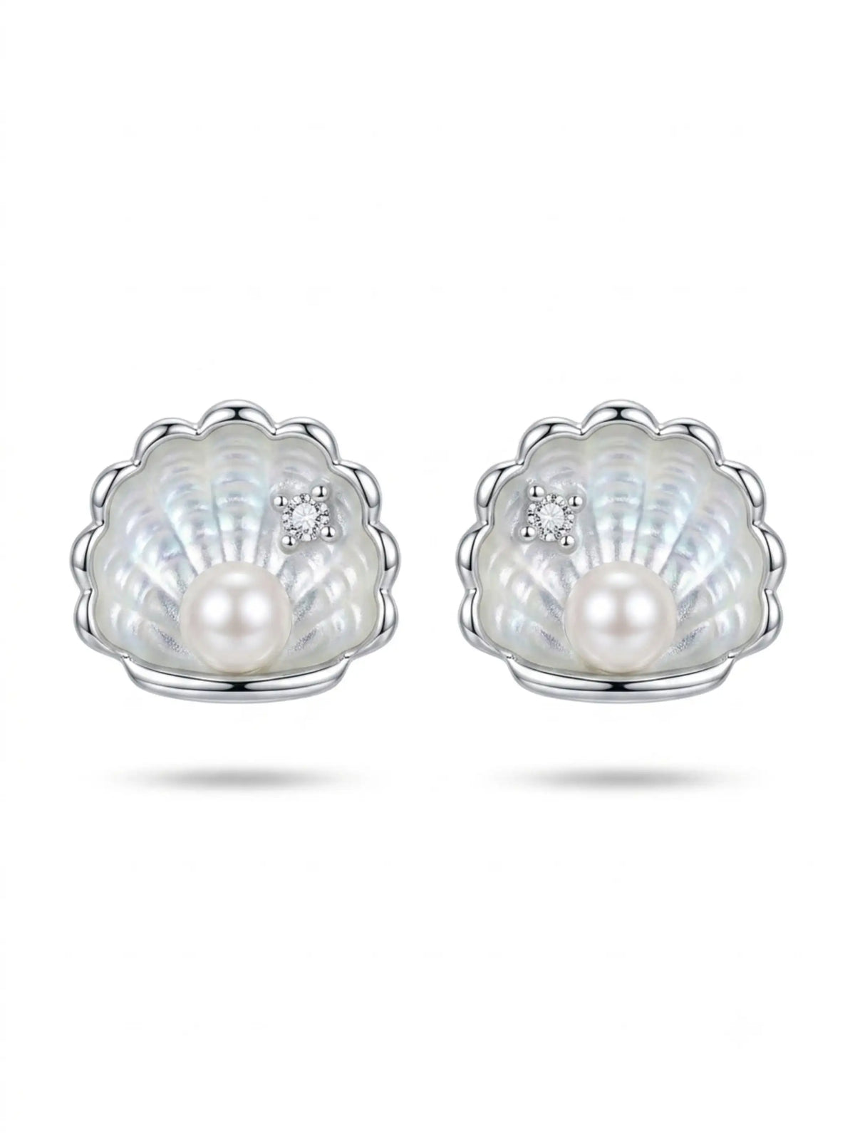 Iridescent Shell Orb Stud Earrings