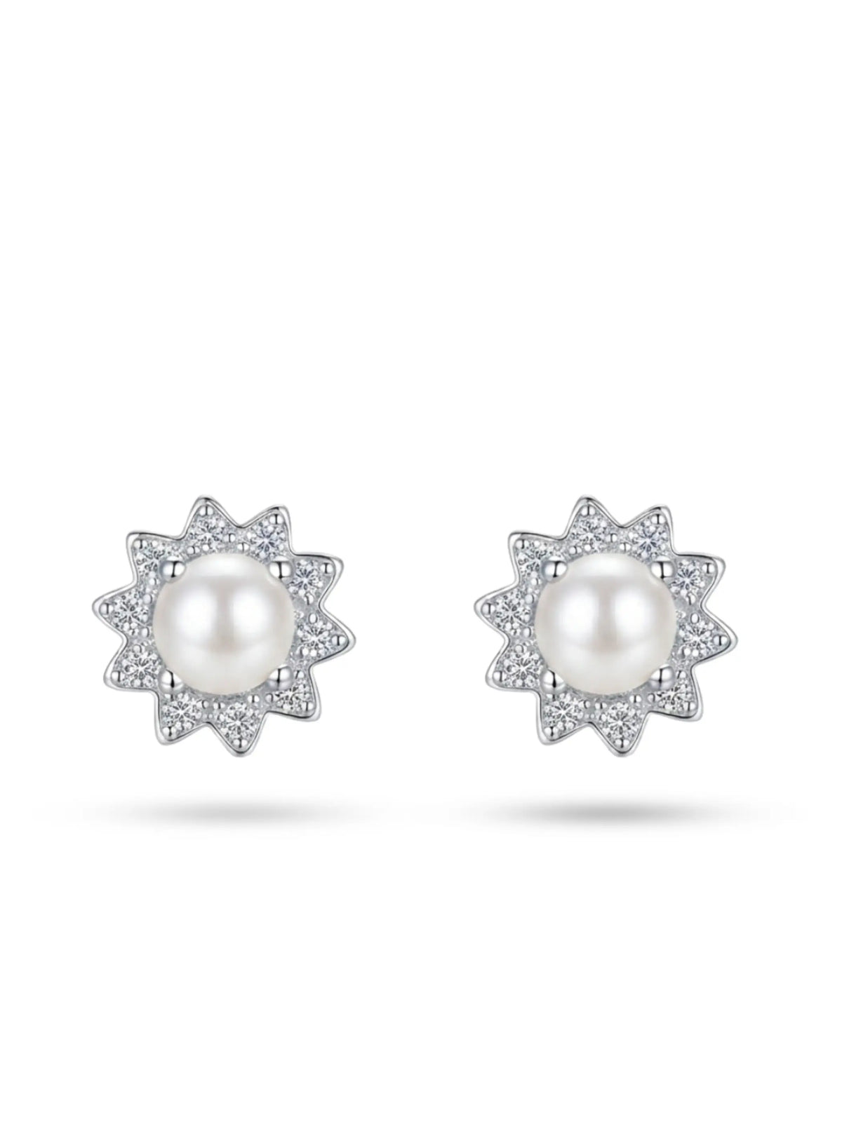 Ivory Bead Sunburst Stud Earrings