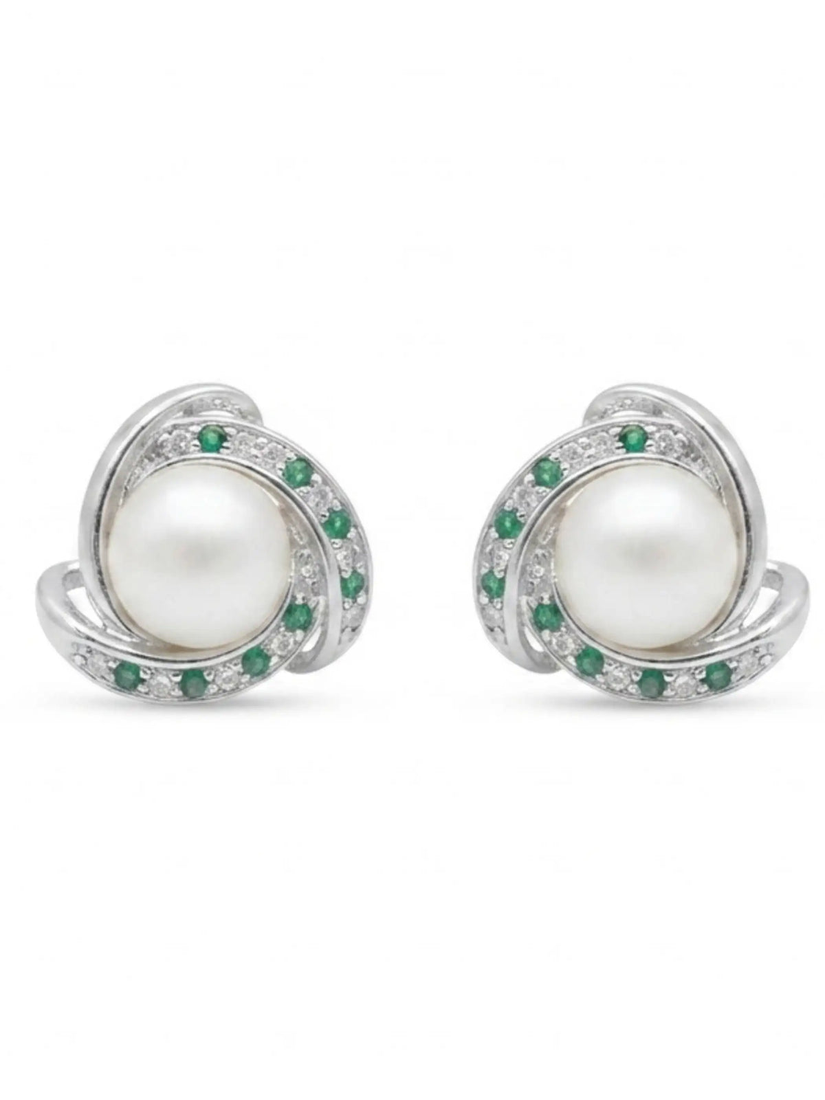 Green Orbit Ivory-Orb Stud Earrings