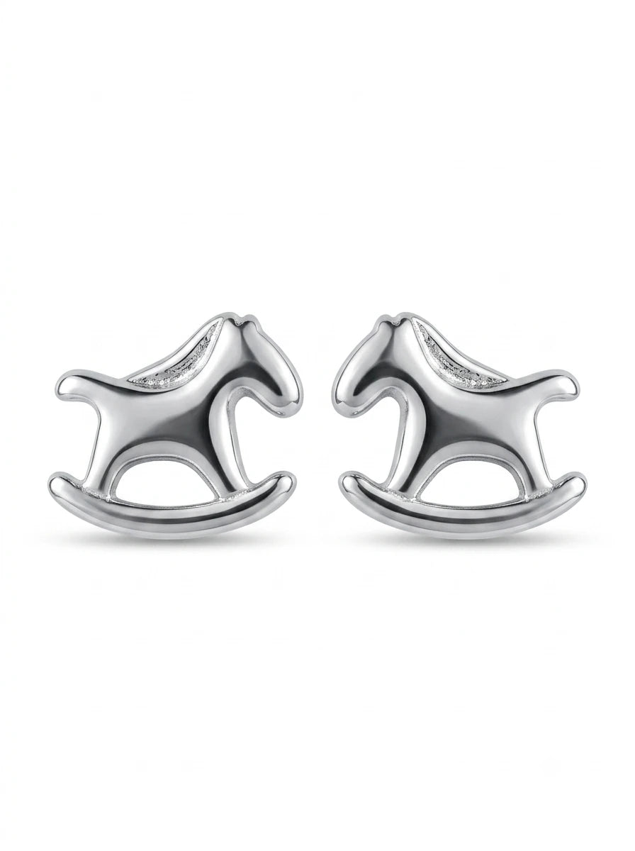 Polished Rocking Horse Stud Earrings