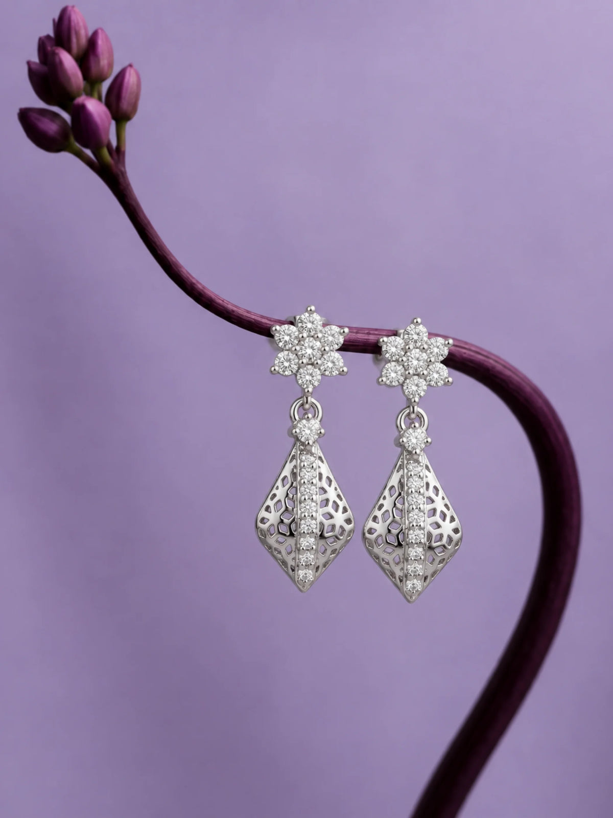 Floral Rhombus Drop Earrings