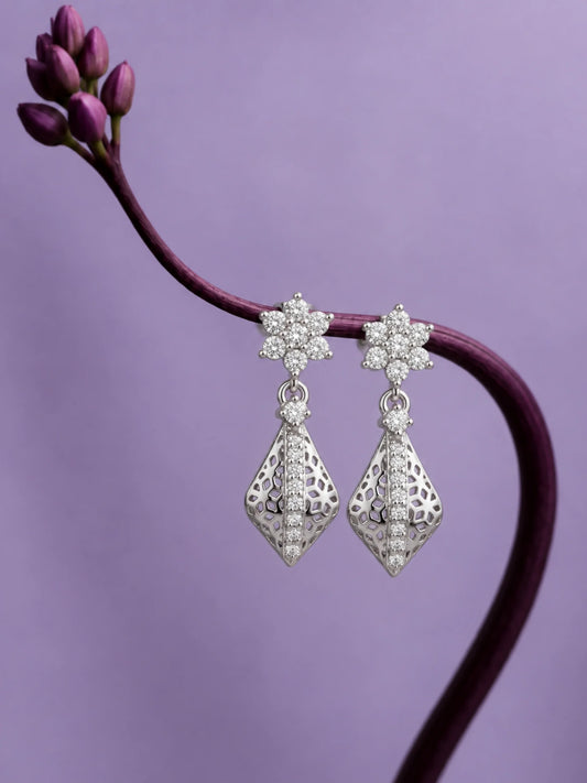 Floral Rhombus Drop Earrings