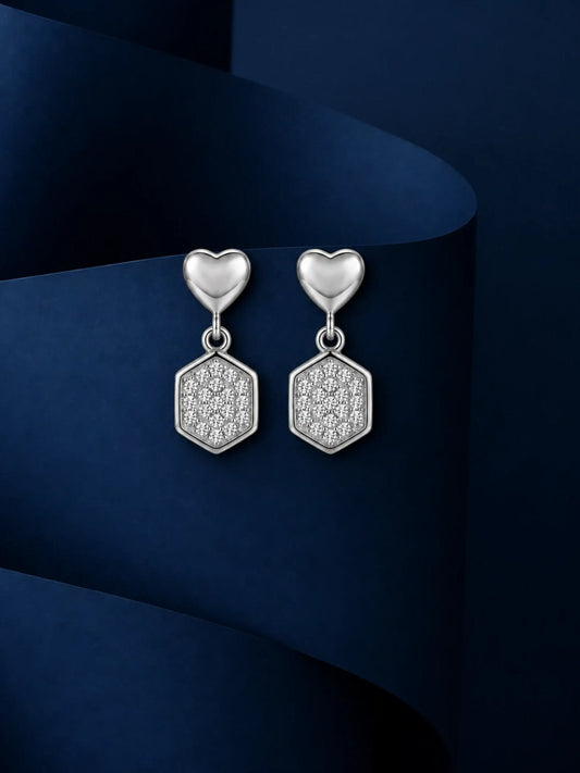 Heart Hexagon Drop Earrings