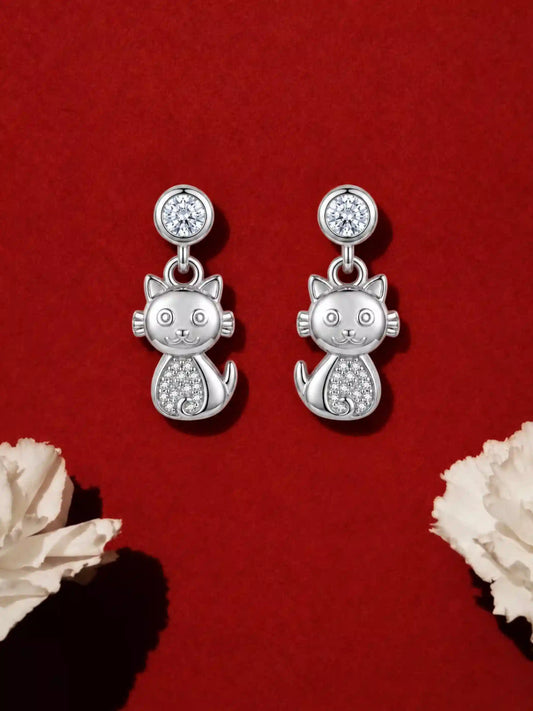 Playful Cat Drop Earrings