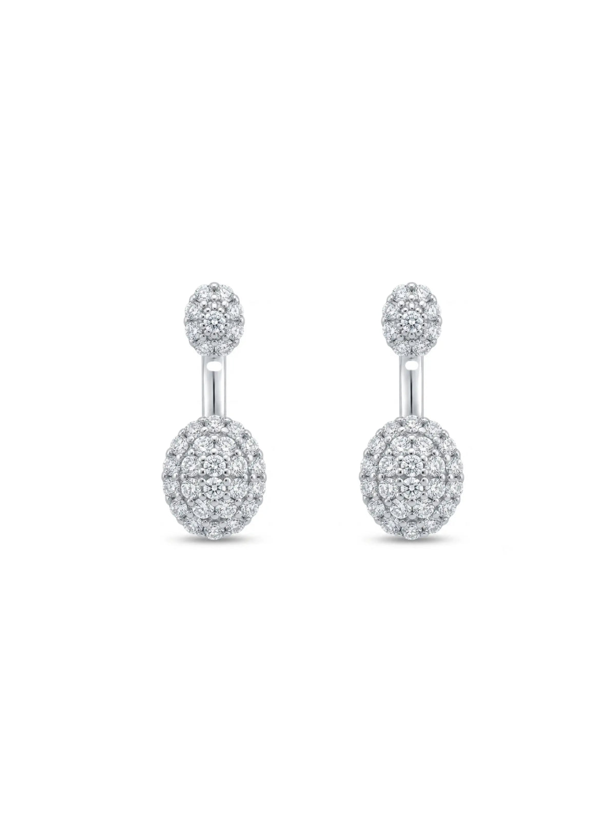 Double Halo Ear Jacket Stud Earrings
