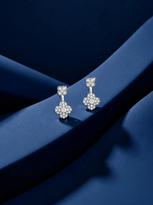 Clover Halo Ear Jacket Stud Earrings