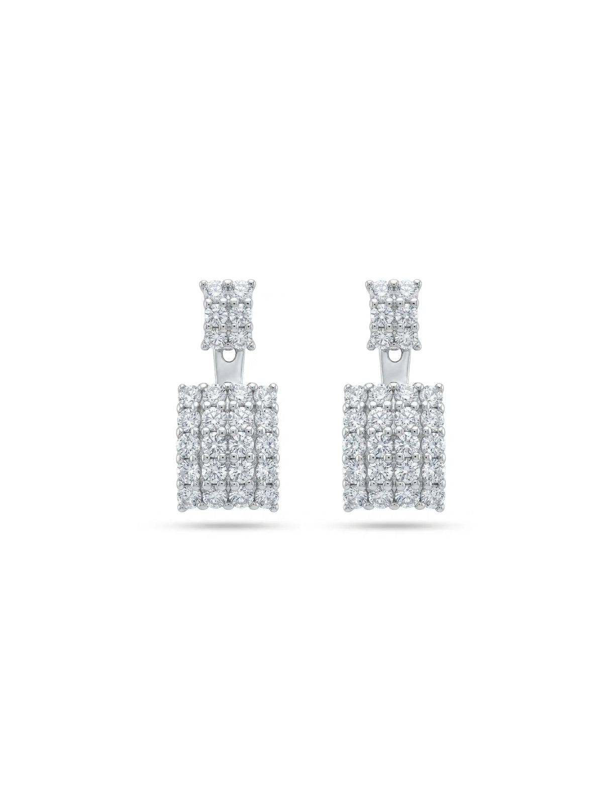 Square Grid Ear Jacket Stud Earrings