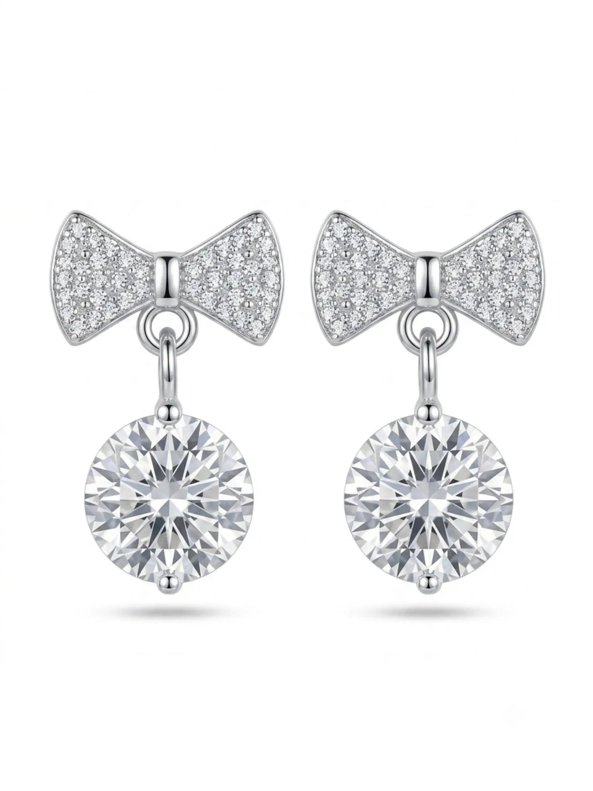 Crystal Bow Drop Stud Earrings