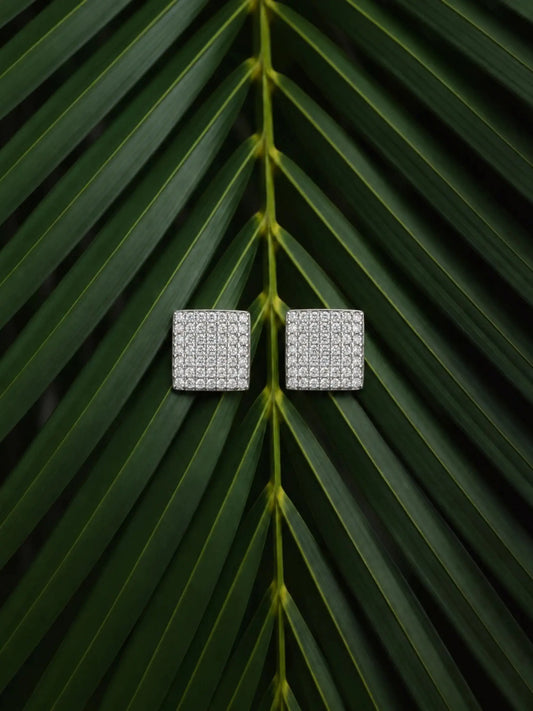 Square Pavé Mosaic Stud Earrings