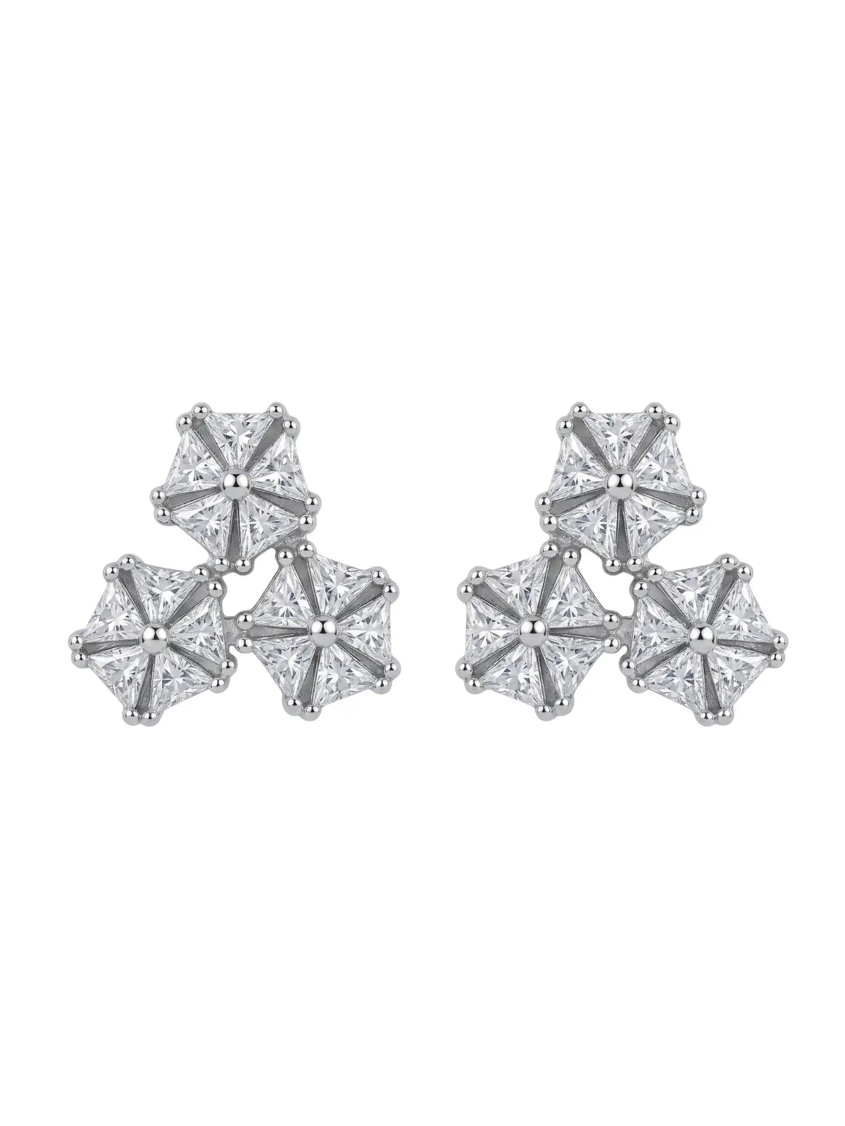 Triangular Floral Cluster Stud Earrings