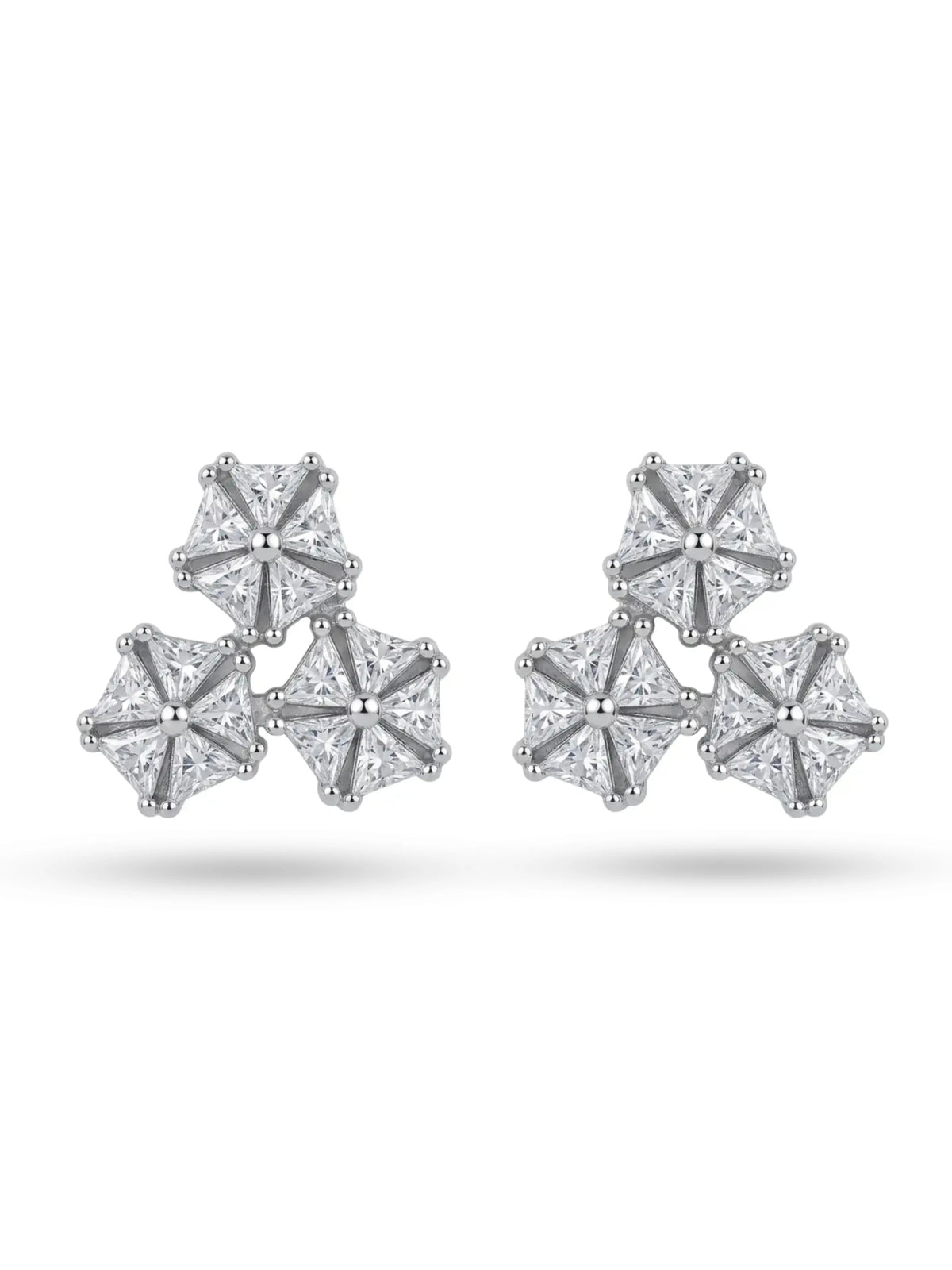 Triangular Floral Cluster Stud Earrings