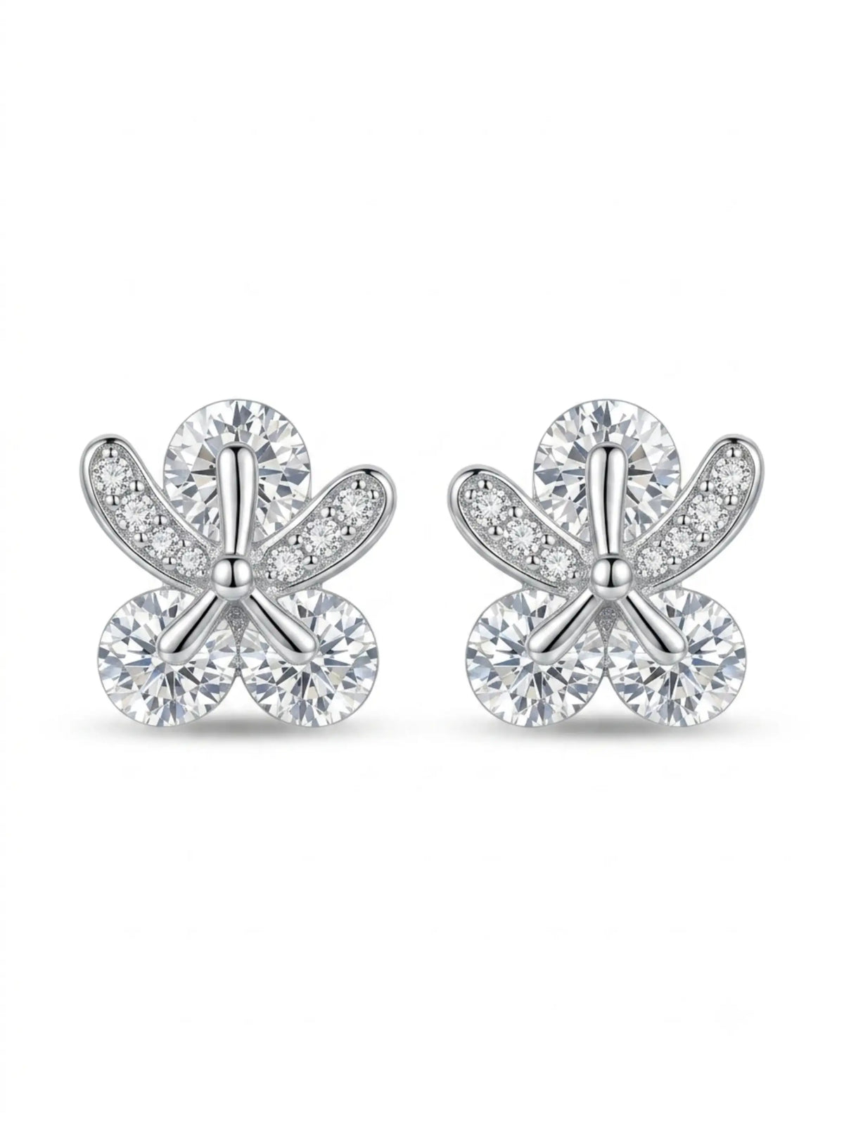 Butterfly Trio Clear-Stone Stud Earrings