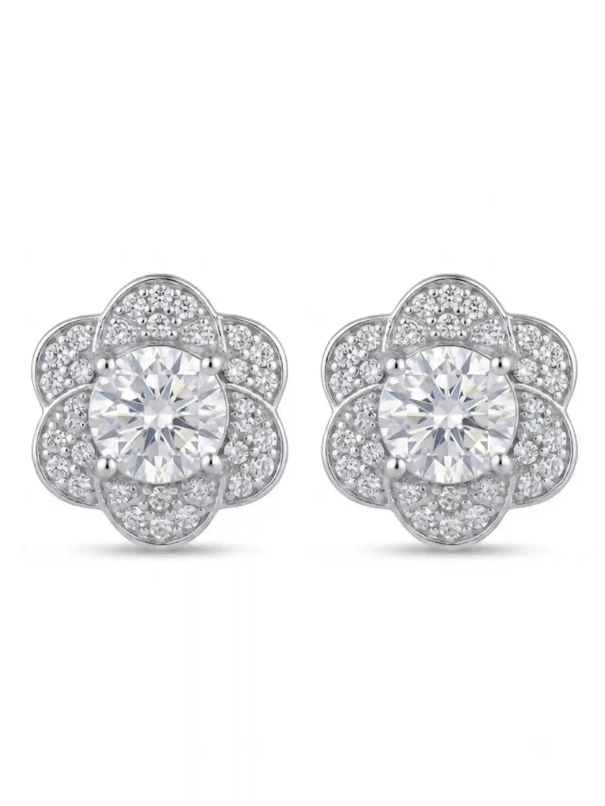 Radiant Petal Halo Stud Earrings