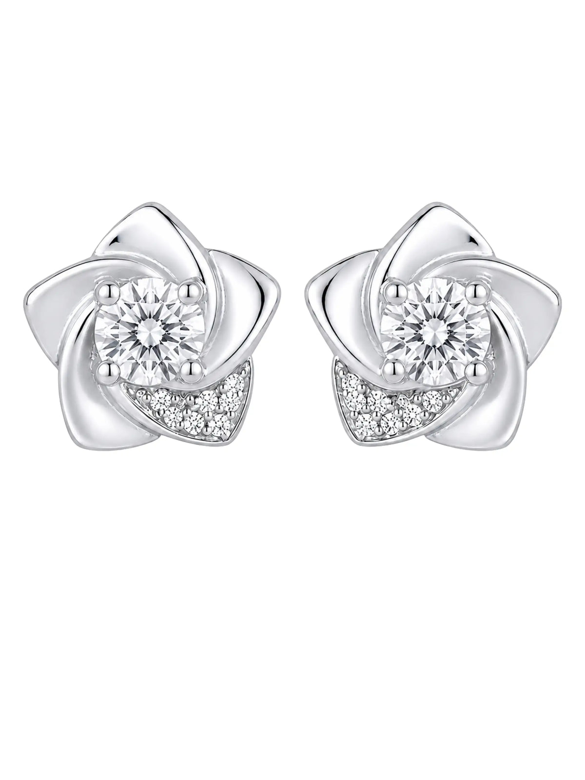 Sculpted Pinwheel Floral Stud Earrings
